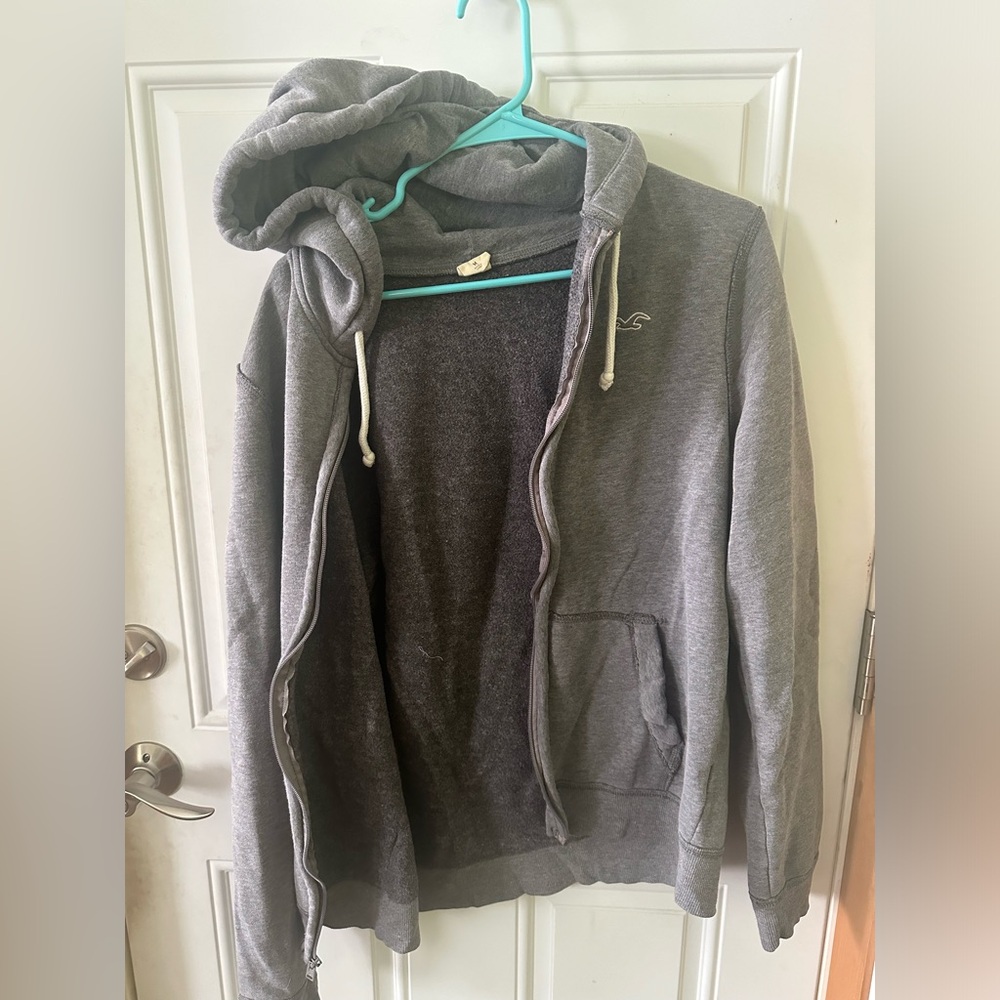 Grey hollister zip up